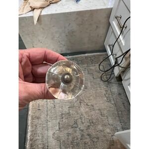 4 Vintage Clear Glass Melon Ribbed Drawer Pulls Cabinet Knobs Bronze Hardware